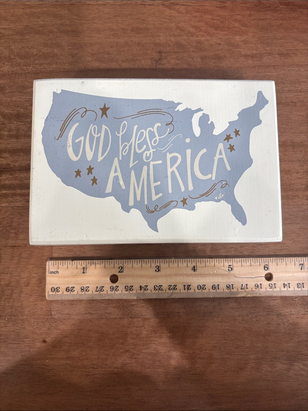 God Bless America Decorative Sign - Blue and White - Picture 7 of 8